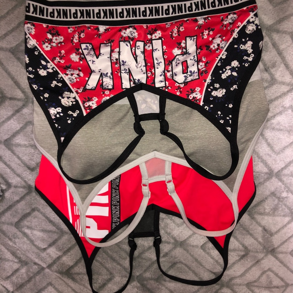 BUNDLE OF 3 L vs pink v shape sports bra